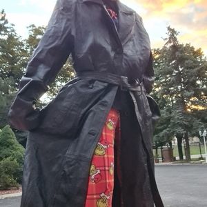 Long Leather Trench Coat